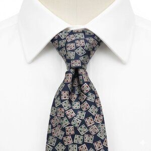 Ralph Lauren Chaps Silk Tie Geometric Blue Green Red Vintage